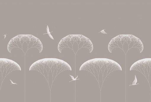 Trees and birds grey