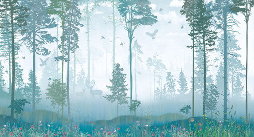Foggy forest blue