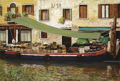 Guido Borelli-Il mercato galleggiante a Venezia