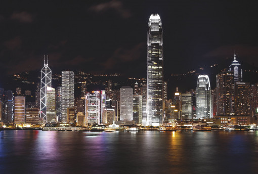 m 203 Вид с залива на ночной Гонконг