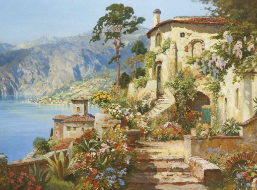 Цветущий дворик — Arnegger Alois Вид Амальфи
