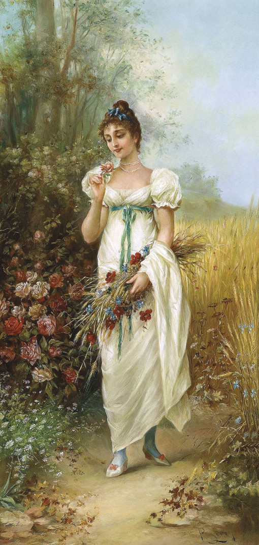 Ханц Зацка-Девушка с луговыми цветами и розами