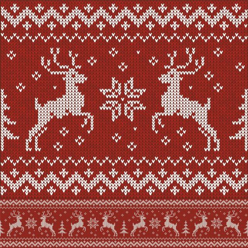 Красный вязаный свитер с оленями
